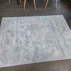 Large Grey Rug, Bedside Table & Stool for sale