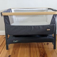 Tutti Bambini Cozee Lite Bedside Crib - Dark Grey & Oak