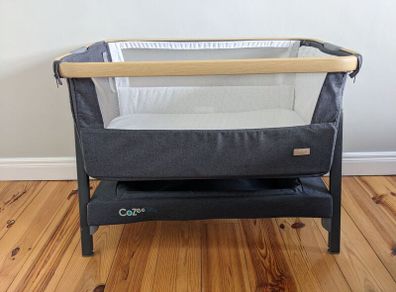 Tutti Bambini Cozee Lite Bedside Crib - Dark Grey & Oak
