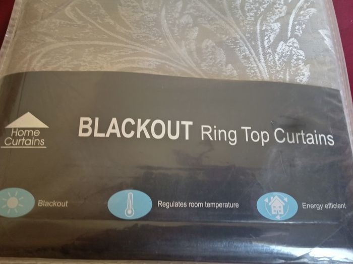 Pair of New Silver Black out Curtain, Eyelet