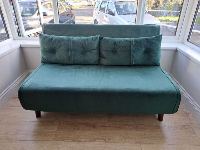 2 seater green sofa bed