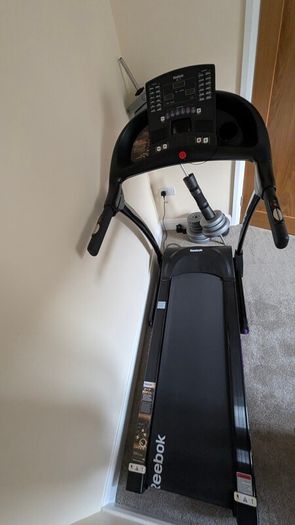 treadmill + free weights + Adidas Matt + kettlebell