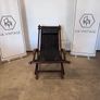 Vintage Black Leather Deck Chair with Armrests, 1940s Image 4