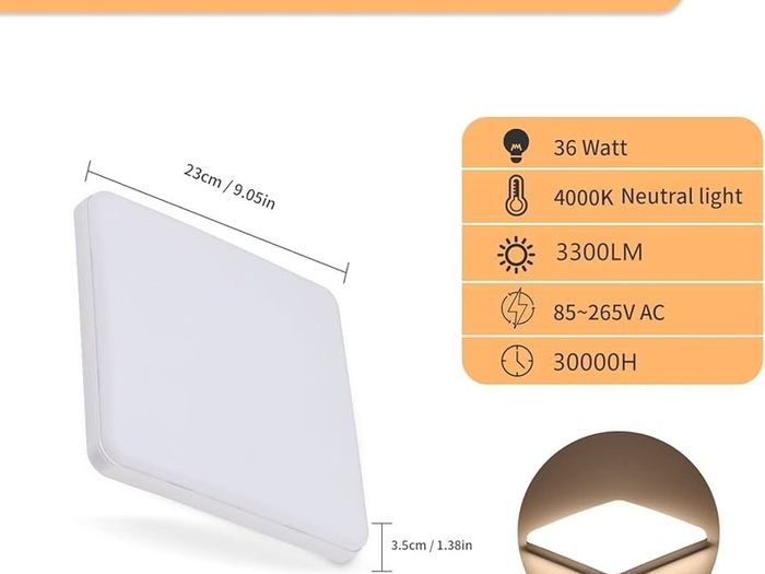 NEW SALE | LED Ceiling Lights 36W, 3300lm Super Bright Square LED Ceiling Light, Daylight White 4000K LED Panel Light for Bedroom Kitchen Hallway Office Dining Room