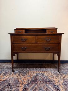Edwardian Inlaid Mahogany Dressing Table / Chest of Drawers on Castors