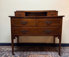 Edwardian Inlaid Mahogany Dressing Table / Chest of Drawers on Castors