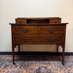 Edwardian Inlaid Mahogany Dressing Table / Chest of Drawers on Castors