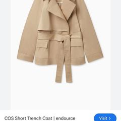 COS short trench coat with pleated back and belt size 10/38