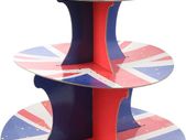 Union Jack Cake Stand - 3-Tier Cake Stand with Union Jack Flag Design - Perfect for Jubilee Street Parties and Events