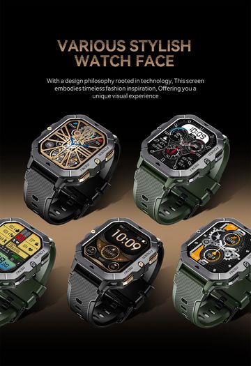 Smart Watch 5ATM Waterproof Inch Full HD Military Watch with Blood Pressure, Smart Watch Men with Heart Rate SpO2 Sleep Monitor Pedometer, 100+ Sports Modes Sports Watch