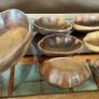 Vintage Carved Acacia Wood Shell Bowl Set 7 Pc Serving Salad Snack Nesting Image 7
