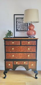 Walnut burr chest of drawers
