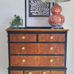 Walnut burr chest of drawers