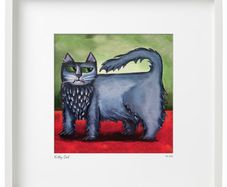 Kitty Cat, Large Framed Print by artist Helen Mathews