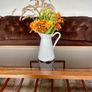 Vintage Shabby Chic Antique White Enamel Jug Vase Image 3