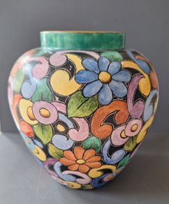 Hand Painted Gilt Rimmed Vase