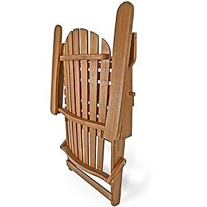 Chair wooden Adirondack Acacia Wood 160 kg Load Capacity Weatherproof Folding Armrests Garden Lounger Chair Balcony  Wooden Chair Ergonomic Brown