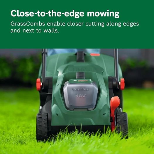 Cordless Lawn Mower ROTAK18V-34 (Cutting Width: 34 cm, Height of Cut: 25-65 mm, 35 l Fabric Grass Bag, Mulch plug, without Battery