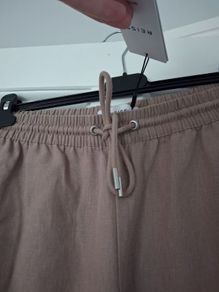 Reiss Linen Wide Leg Trousers - Mink - UK 12 - Fits UK 14 - BNWT RRP 95