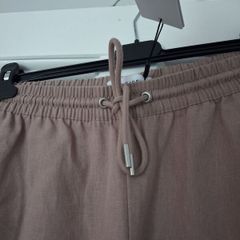 Reiss Linen Wide Leg Trousers - Mink - UK 12 - Fits UK 14 - BNWT RRP 95
