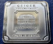 1oz Geiger .999 Silver Square Bar  Schloss Guldengossa Germany