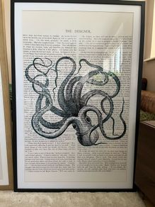Large "The Designer" Octopus Print 120x80cm Black Frame