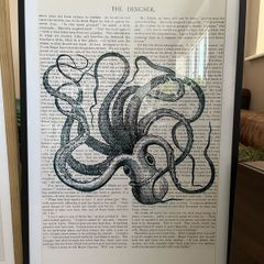 Large "The Designer" Octopus Print 120x80cm Black Frame