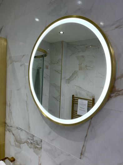 EX Display Brass Round LED bathroom mirror