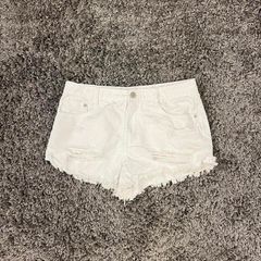White Denim Distressed Shorts