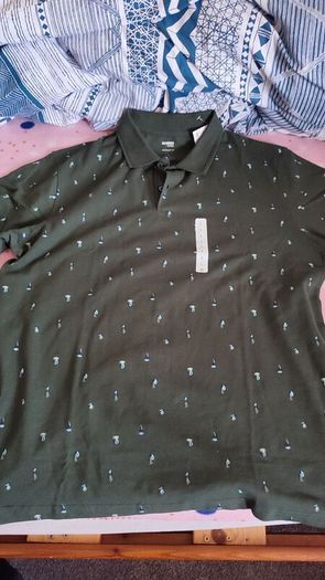 dunnes stores large men regular fit dark green shirt