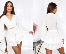white top and skirt