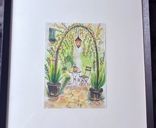 Watercolour - Garden (paint 25.5/18.3cm frame 54.5/45cm)