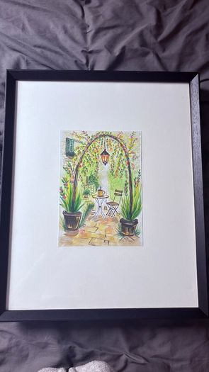 Watercolour - Garden (paint 25.5/18.3cm frame 54.5/45cm)