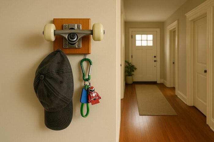 Skateboard keyholder / coat hanger