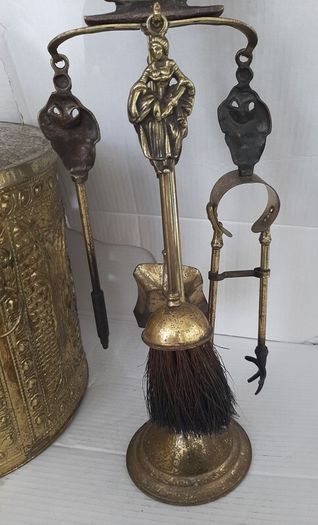 vintage brass companion set with lady