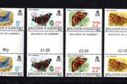 1981 Guernsey Butterflies Commemorative Stamps Gutter Pairs Mint Never Hinged (MNH)