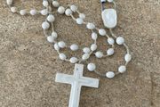 Vintage Italian white rosary beads