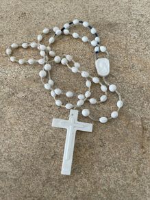 Vintage Italian white rosary beads