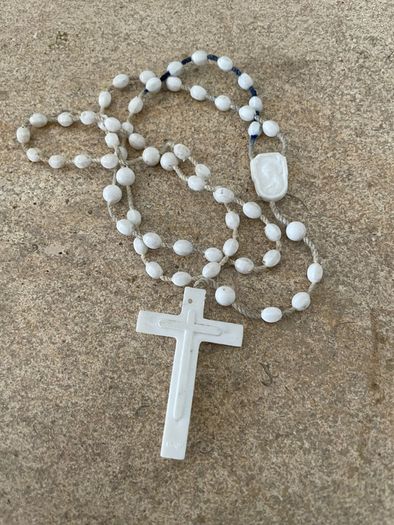 Vintage Italian white rosary beads