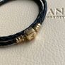 Pandora Black Double Leather Bracelet with 14 ct (585) Gold Clasp Image 6