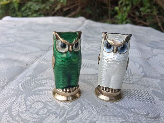 David Anderson Mid Century Sterling Silver Enamel Salt and Pepper