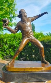 Banksy "Flower Thrower" - Bronze, Marble, Signed
