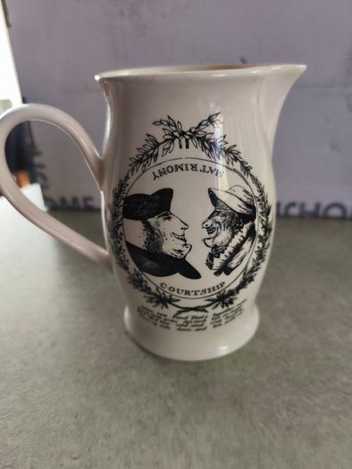 Authentic Leedsware Creamware 6 inches Tall Metamorphic Courtship Matrimony Lover Poem