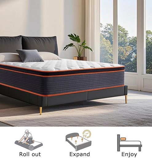 5FT King Size Mattress 9.1 Inch, Hybrid Gel Memory Foam, Individually Pocket Sprungs Medium Firm 7 Zone Orthopedic Mattress Kingsize for Back Pain Relief