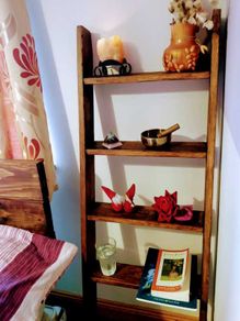 Rustic Walnut Blanket and Towel Ladder