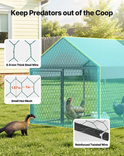 Metal Chicken Coop for 4-6 Chickens, 1 x 2 x 1 m, Small Chicken Cage with Waterproof Cover & Double Doors