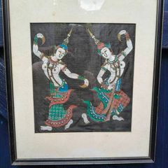 Vintage Framed Thai Silk Painting