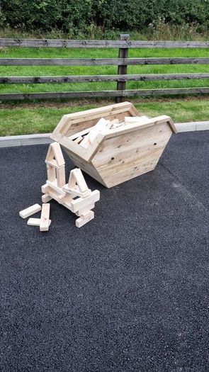 Kids Wooden Play Skip with Building Blocks