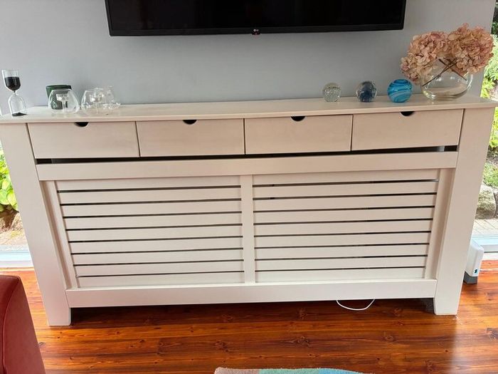 Bespoke cream radiator cover/ console with storage