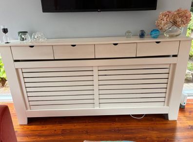 Bespoke cream radiator cover/ console with storage